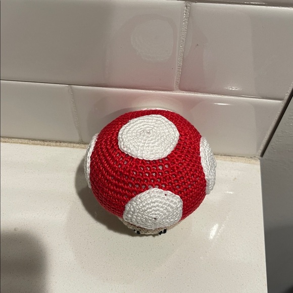 Handcrafted Mario Super Mushroom Figure Holiday Decor Amigurui Crochet Toy - Picture 6 of 8